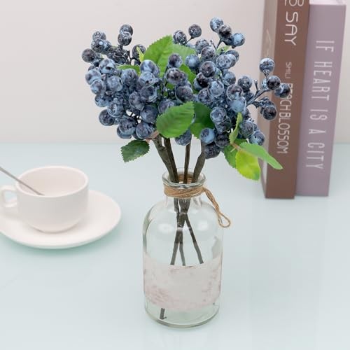 4pcs Artificialberries Fruit Stems Fake Berries Picks Flowers Plant Blue gallery