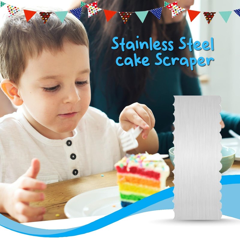9 Inch Stainless Steel Cake Scraper Cake Decorating Tools Sided Patterned Edg... gallery