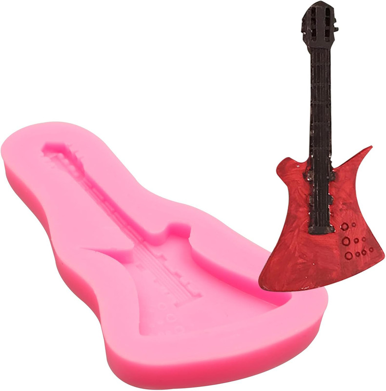 Musical Note Silicone Molds 6 Pcs, Music Theme Fondant Molds, Guitar Mini Musica gallery