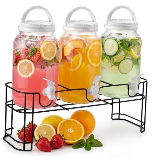 3 Pcs Plastic Drink Dispenser with Stand Beverage as shown in the picture