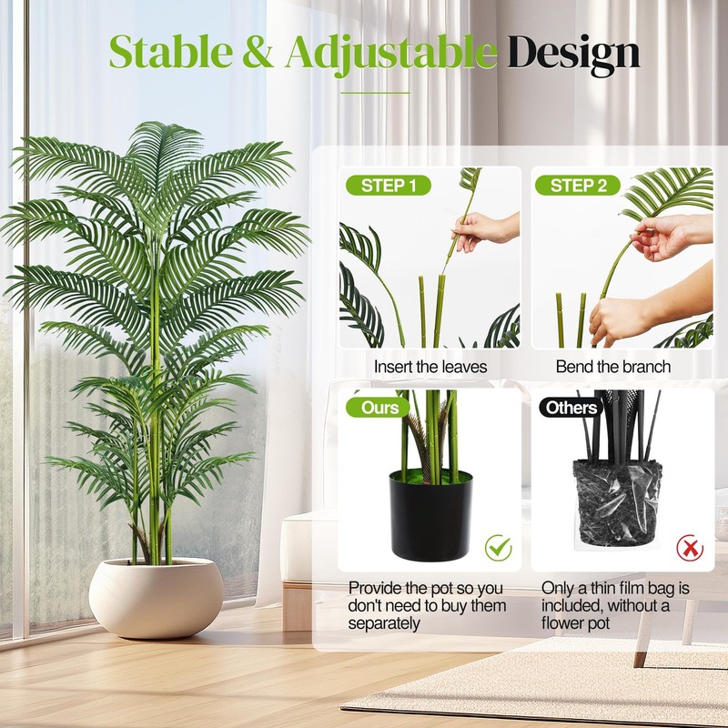 Artificial Palm Tree 6Ft Suntee Faux Plants Indoor And Outdoor 2 Pack Tall Fake gallery