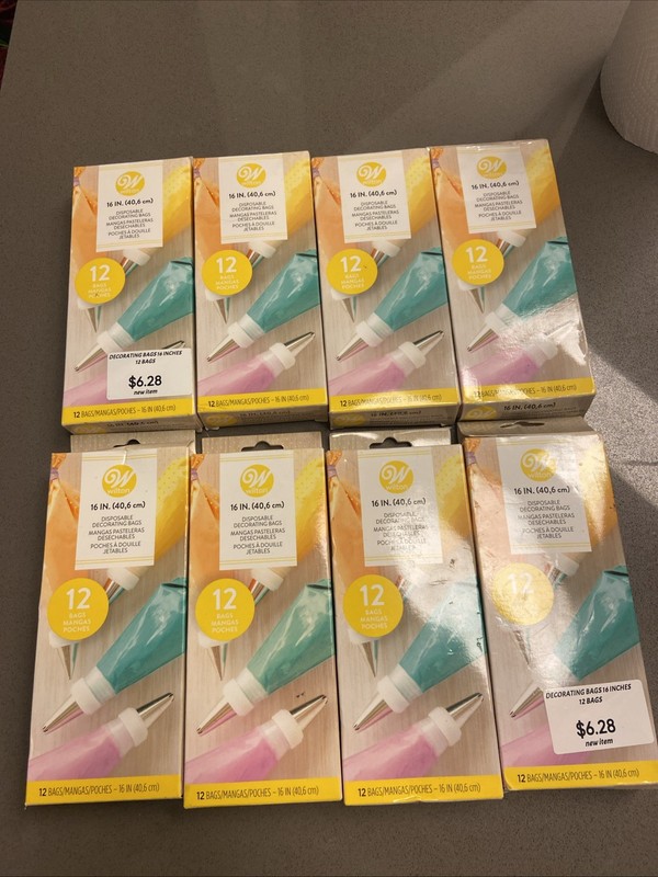 Wilton Disposable 16″ Decorating Bags 12 Count Each Lot of 8