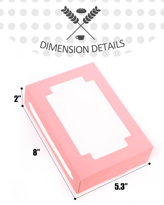 50 Pack Auto Pop Pink Cookie Boxes Window 8x5.3x2 Inch, Folding Bakery Treat gallery