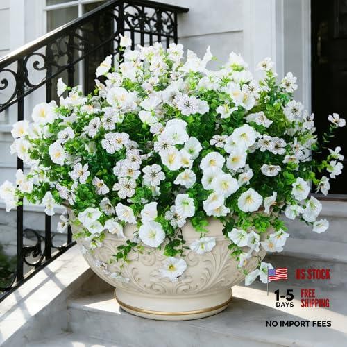 Artificial Flowers for 2 Color Mixed (6 White Daisy,6 White Morning Glory)