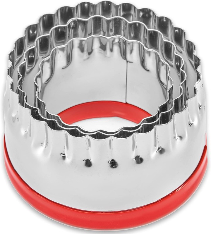 3Pcs Fluted Round Cookie Cutters 2″ & 2.6″ & 3″ Heavy Duty Food-Grade Stainless