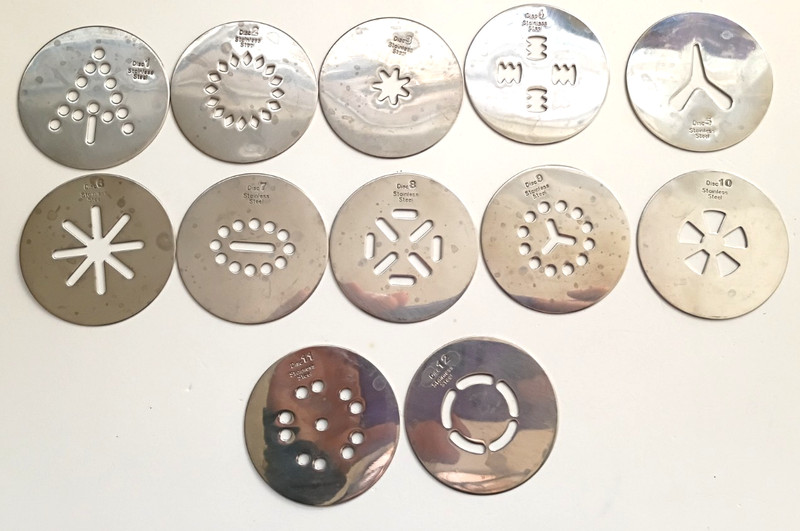 Salton CKM25 Cookie Press Discs #s 1-12