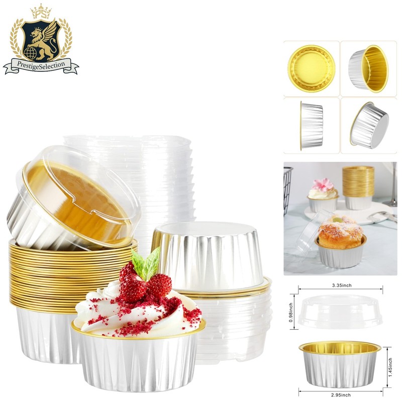 Reusable & Disposable 5oz Cupcake Liners with Lids - Classy Dessert Solution