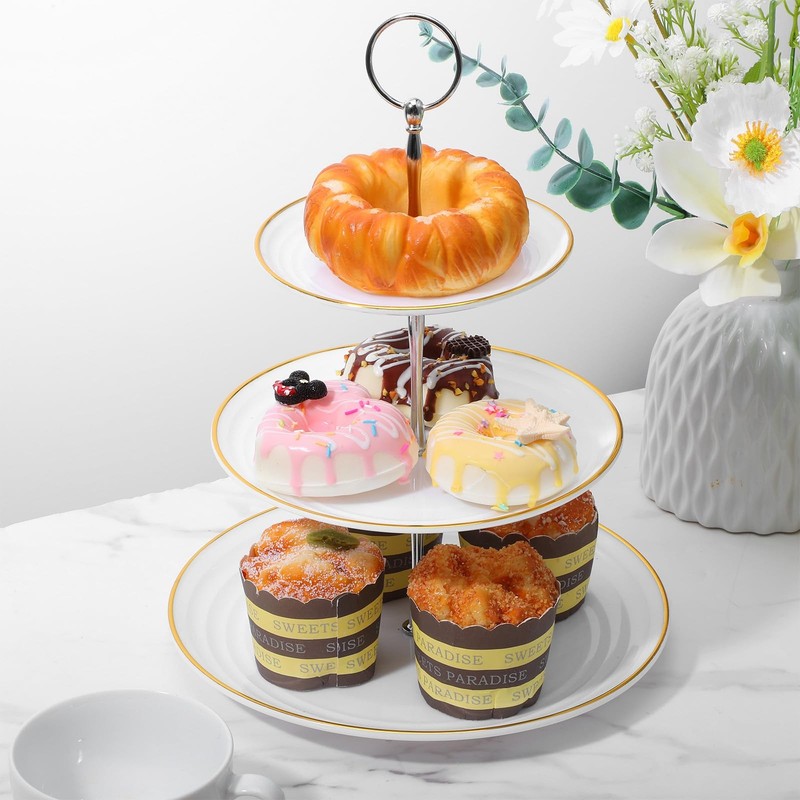 Cake Stand Hardware, Tiered Plate Hardware, 3 Tier Stainless Steel Tiered Tra... gallery