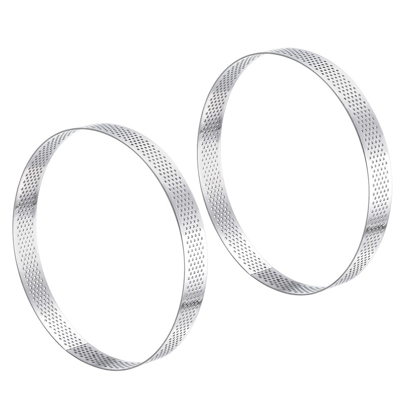 2pcs Stainless Steel Cake Rings 5.9″ Perforated Cake Mousse Ring Baking Tools