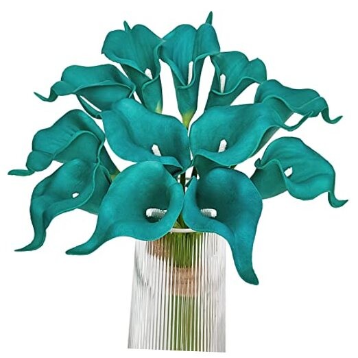 Artificial Calla Lily Teal Flowers for Wedding Bouquet FlowerPcs 12 Teal Blue