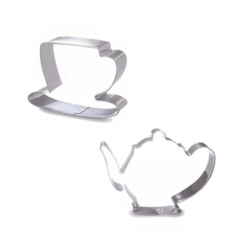 2 Pack Stainless Steel Tea Pot and Tea Cup Cookie Biscuit Cutter for Tea Party