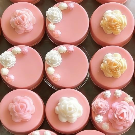 Beautiful Pink Rose Silicone Molds for Cake Decoration - 2PC Set, Food Grade gallery