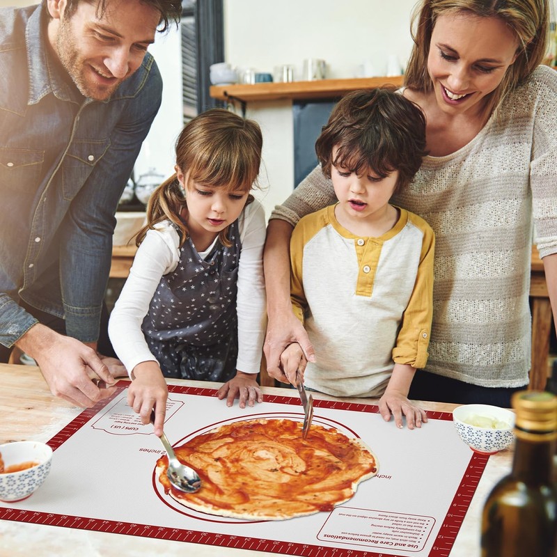 Silicone Baking Mat, Non Stick Pastry Mat Sheet for Dough 26"L x 16"W, Red gallery