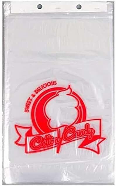 95 PCS Cotton Candy Bag Twist Tie 0.5x18x12 Inch Carnival Party Supply Clear