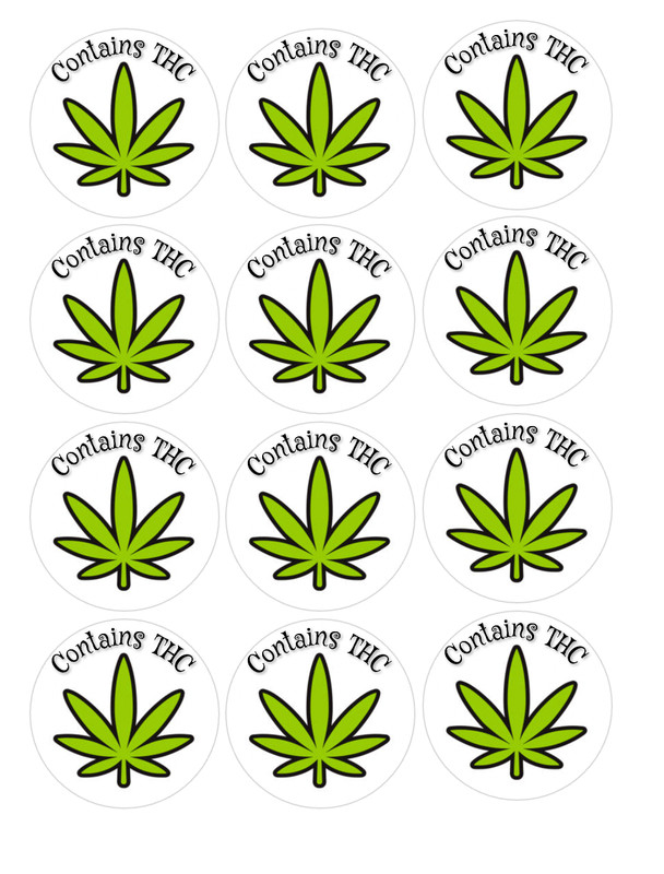 12 “Contains THC” Marijuana, edible wafer paper images CHOOSE SIZE pre cut