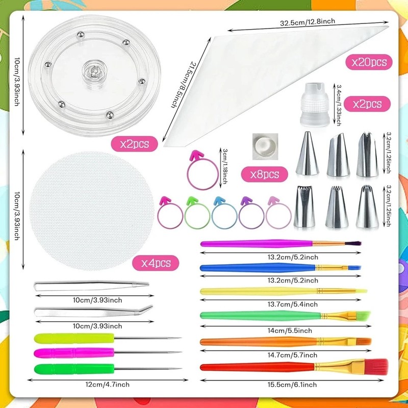 56 PCS Cookie Decorating Kit Supplies Including Acrylic Turntable Decoration for gallery