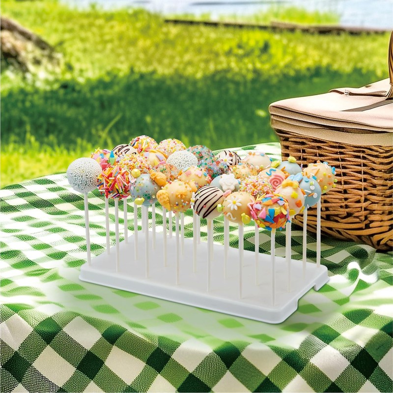White 28 Holes Cake Pop Stand Candy Lollipop Display Holder Party Dessert gallery