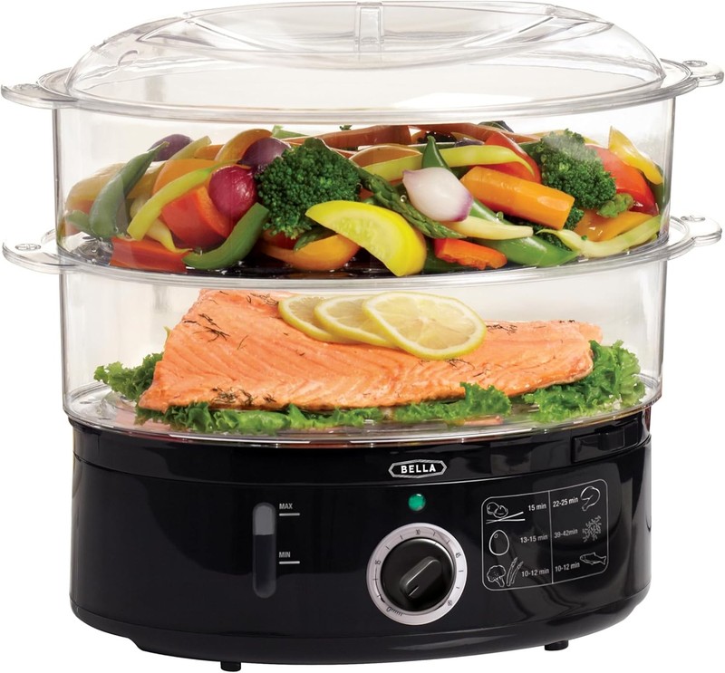 7.4 Quart Healthy Food Steamer with Auto-shutoff Dual Basket
