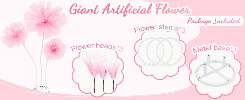 3PCS Giant Flowers for Decorat, 5.9Ft Lar Artificial Silk gallery