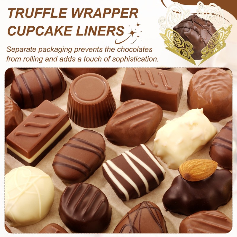 25Pcs 1.4x1.4" Rose Shape Truffle Wrapper Cupcake Liners for Decor, Red gallery