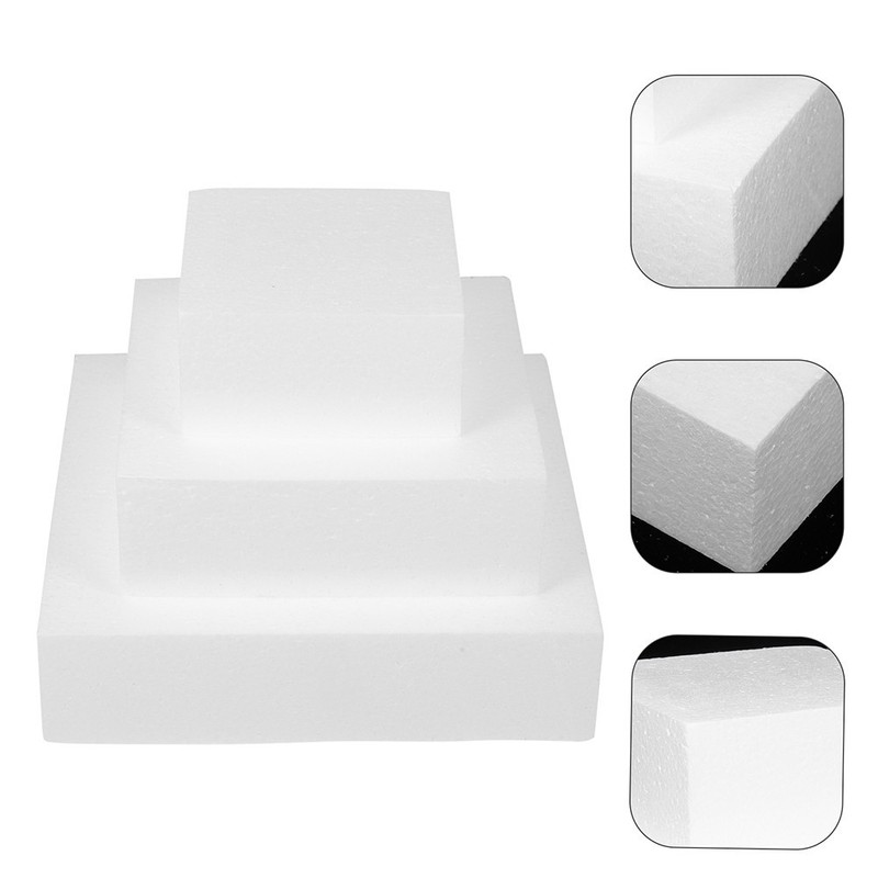 3 Pcs Cake Model Foam Blocks Square Cake Dummy Baking Tool Wedding gallery