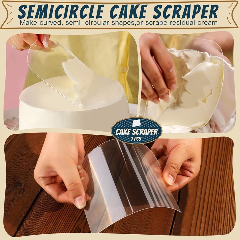 Cake Scraper Cake Smoother, 7 Pcs Dough Scraper Bowl Scraper Cake Cutter Cake Sp gallery