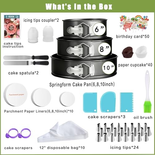 168pcs Cake Pan Sets for Baking + Cake Decorating Supplies: 3 Non-Stick gallery