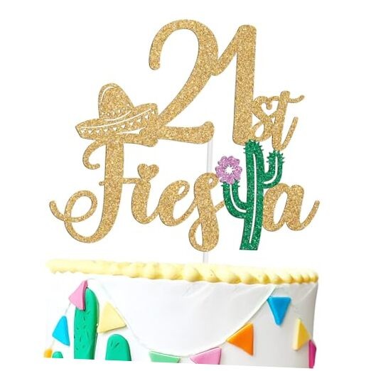 Tivurcia Fiesta Cake Topper, Cheers to 21 Years/Taco Bout 21 Cake 21st