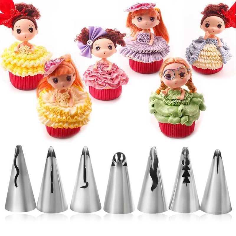 7x Stainless Steel DIY Pastry Fondant Cake Icing Piping Nozzles Decorating T NEW gallery