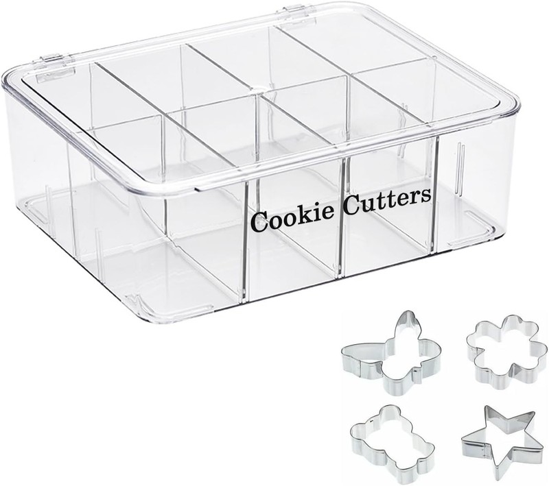 Cookie Cutters Organizer for Baking Transparent Dustproof Lid,