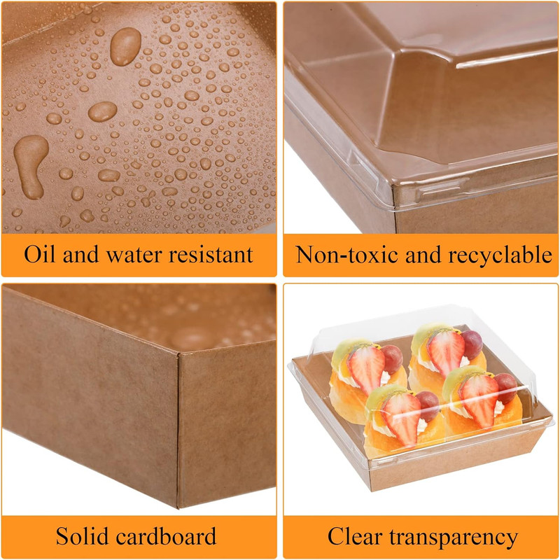 100 Pack Charcuterie Boxes with Clear Lids, 5.5"×5"×2.5" Paper Bakery Dessert... gallery