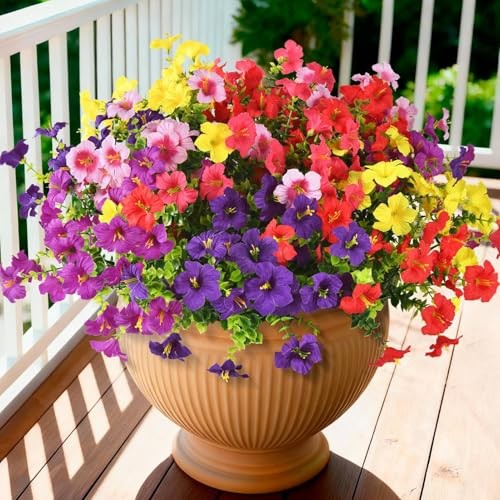Artificial Fake Petunias Flowers for Outdoors - Spring & Summer - 6 Mix Color-1 gallery