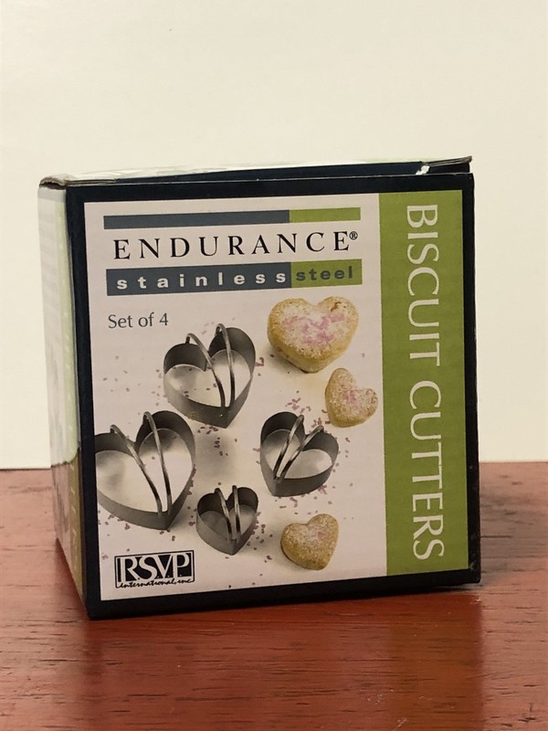 Endurance RSVP Set 4 HEART Nesting Stainless Steel Biscuit Cookie Cutters NEW