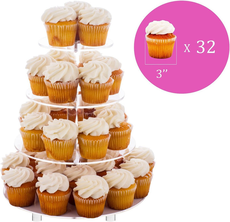 Large 4 Tier Cupcake Stand,Acrylic round Cake Stand Dessert Tower Tea Party Serv gallery
