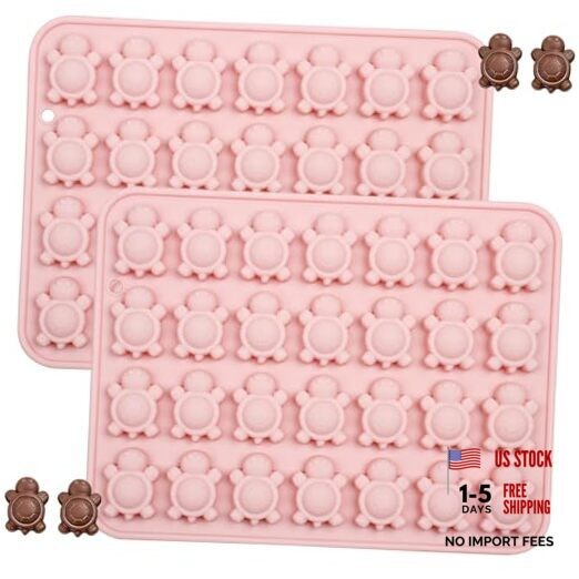 2PCS Silicone Mini Turtle Molds, 28-Cavity Sea Tortoise Candy Molds Pink-R0108