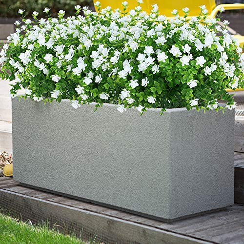 Bundles Outdoor Artificial Fake Flowers UV Resistant No Fade Boxwood 8 White gallery