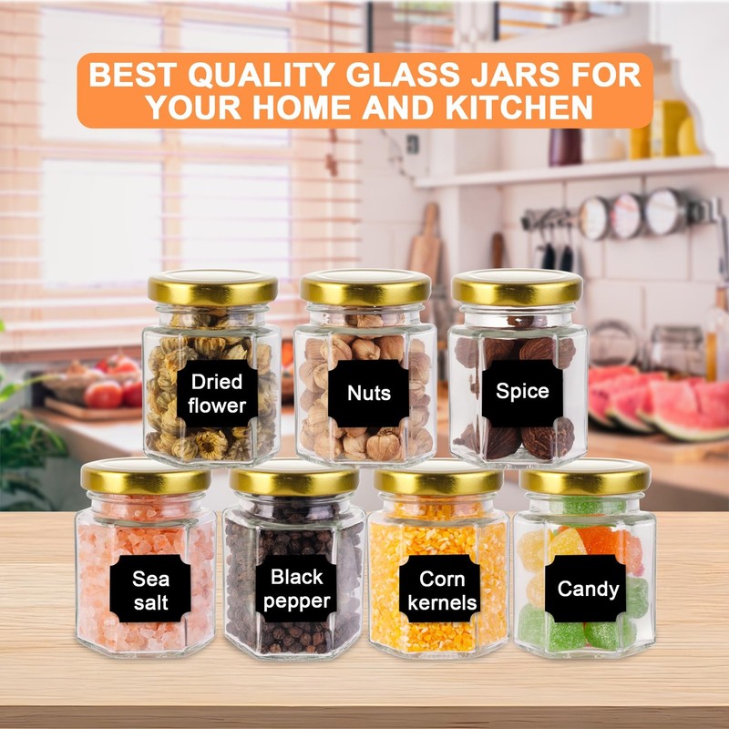 Small Glass Honey Jars with Lids 3oz,40 pack Airtight Canning Jars with Gold ... gallery