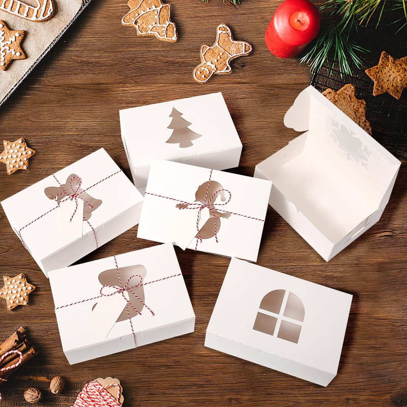 36PCS 8x6x2.5-in White Christmas Cookie Boxes, Window, Bakery Pastry Gift Boxes gallery