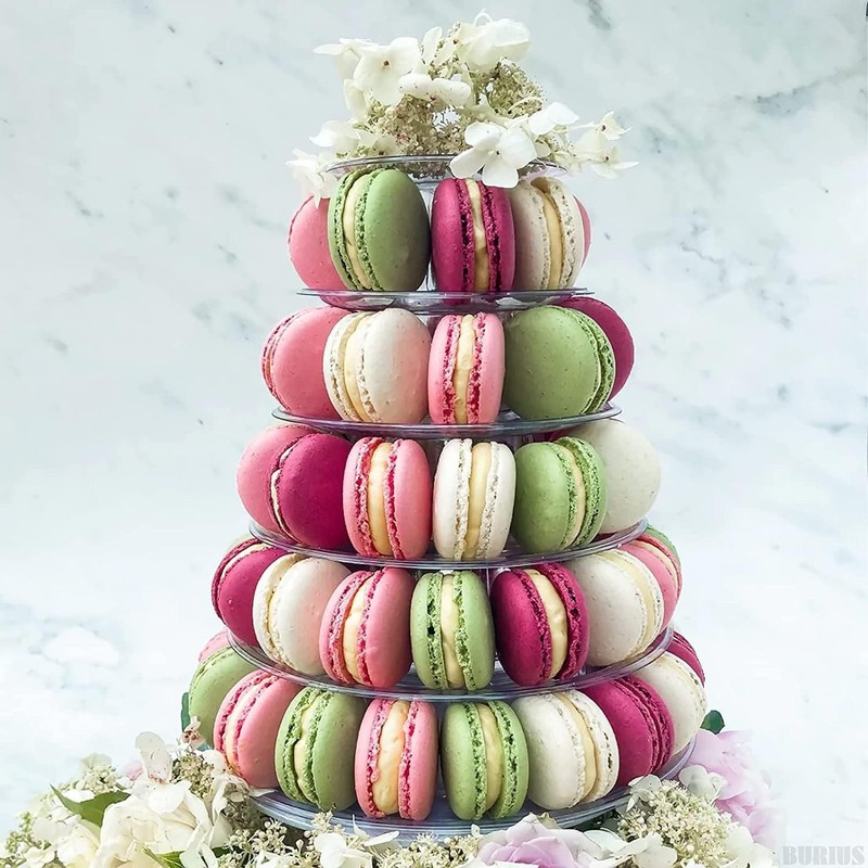 6 Tiers Round Macaron Tower Cake Stand Macaron Display Rack , Plastic Tiered ... gallery