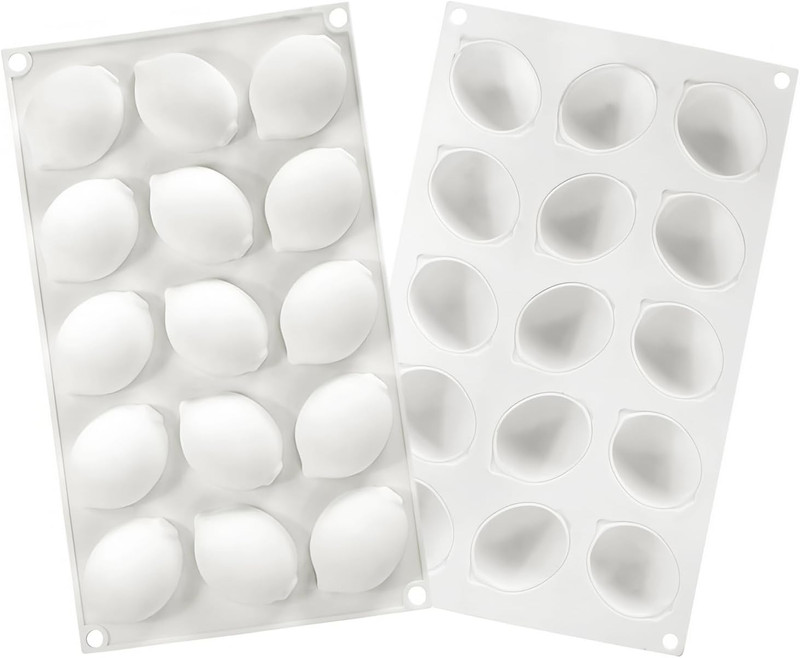 Silicone Lemon Mold, 15-Cavity Fruit Shape Baking Tray for Desserts, White gallery