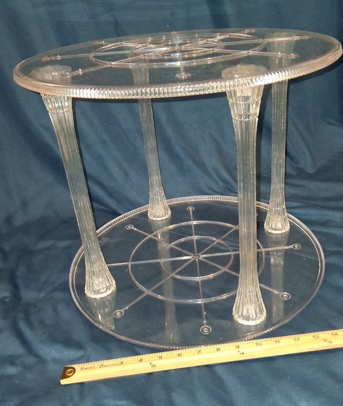Lot 3 Vintage Wilton Clear Acrylic Cake Stand Cupcake Tiered Display Pillars gallery