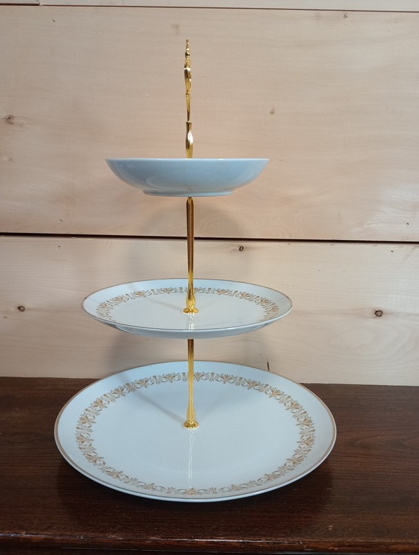 3 Tiered Elegant Cupcake Appetizer Serving Stand China plates and small bowl gallery