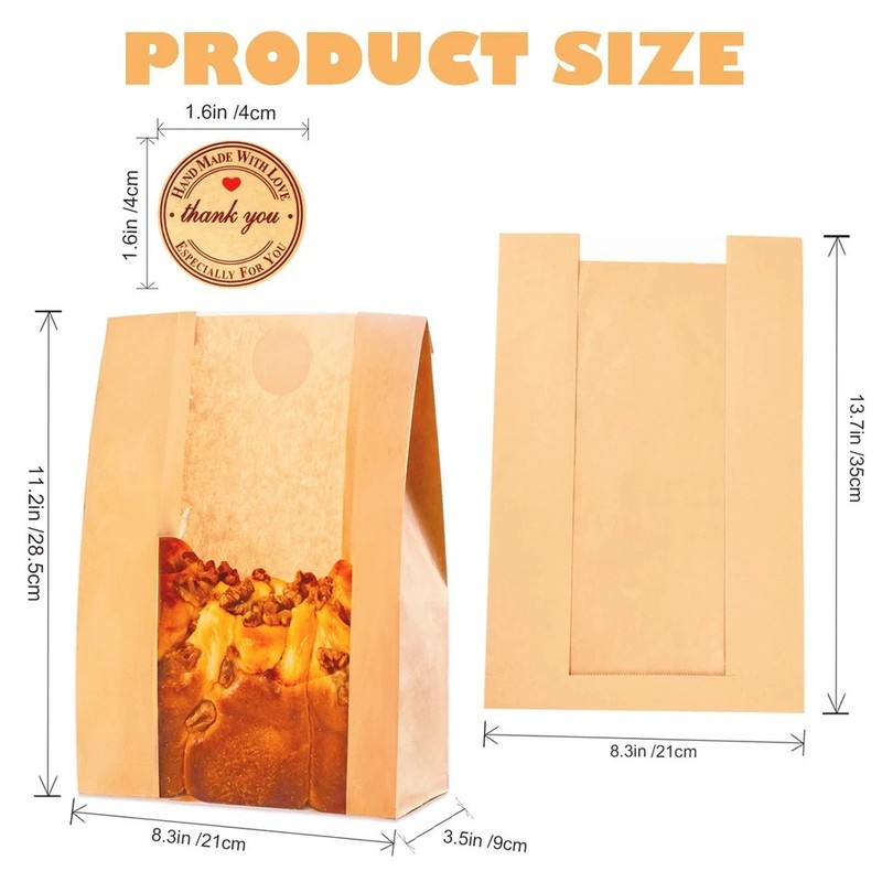 60 Pcs Bread Bags for Homemade Bread, Sourdough Paper Bread Bags With Window gallery