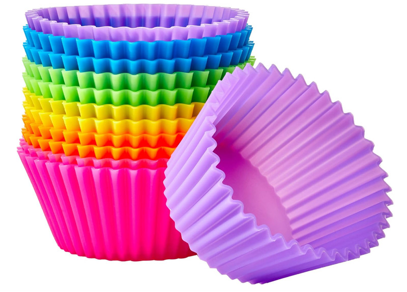 Reusable Multicolor Silicone Baking Cups BPA Free Muffin Liners Oven safe 12Pack gallery