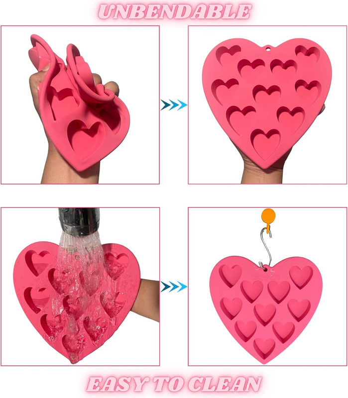 Heart Shaped Cake Pans Heart Silicone Mold for Baking, Large 2 Inches Molds, 10 gallery