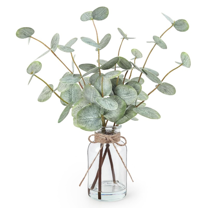 Bessol Artificial Eucalyptus Stems 13.5 inches, A Real Touch Green