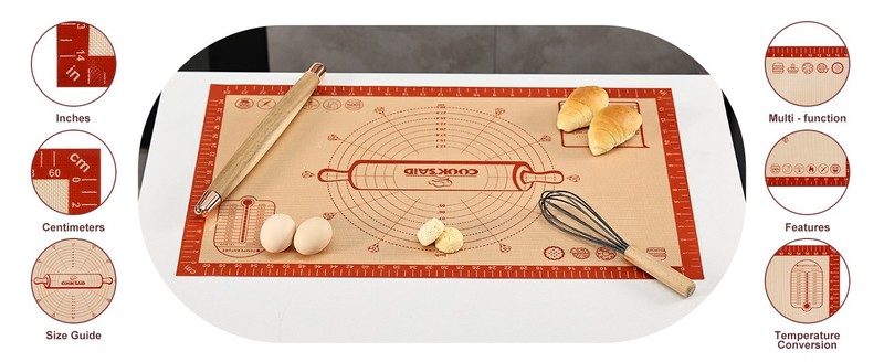 Silicone Pastry Mat Extra Large with Measurements 26''x16'' for gallery
