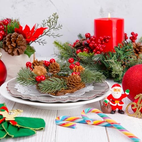 100pcs Red Artificial Holly Berries Lovely 0.4" Fake Berries on Wire gallery