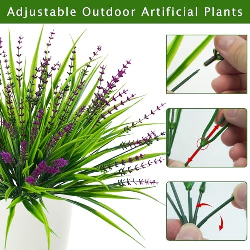 10 Pcs Artificial Plants Outdoor, UV Resistant Fake Outdoor 10pcs Rose Red gallery