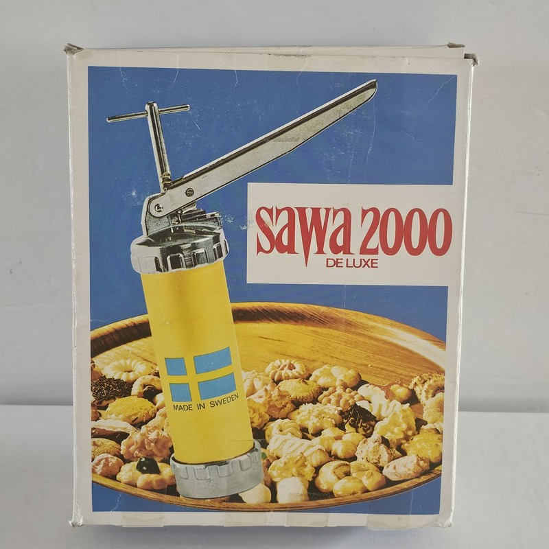 SAWA 2000 Deluxe Metal Cookie Press Decorator Gun w/Box Vintage Sweden